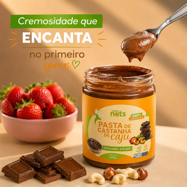 Pasta de Castanha de Caju Chocolate e Avelã