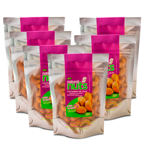 Kit 6x Castanhas de Caju Torrada e Salgada Ziplock 100g