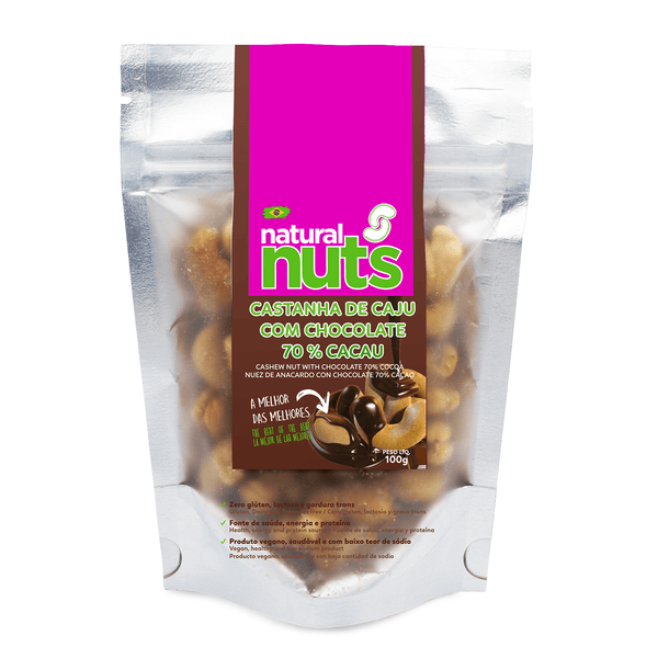Castanha de Caju com Chocolate 70% Cacau | Ziplock 100g - Natural Nuts