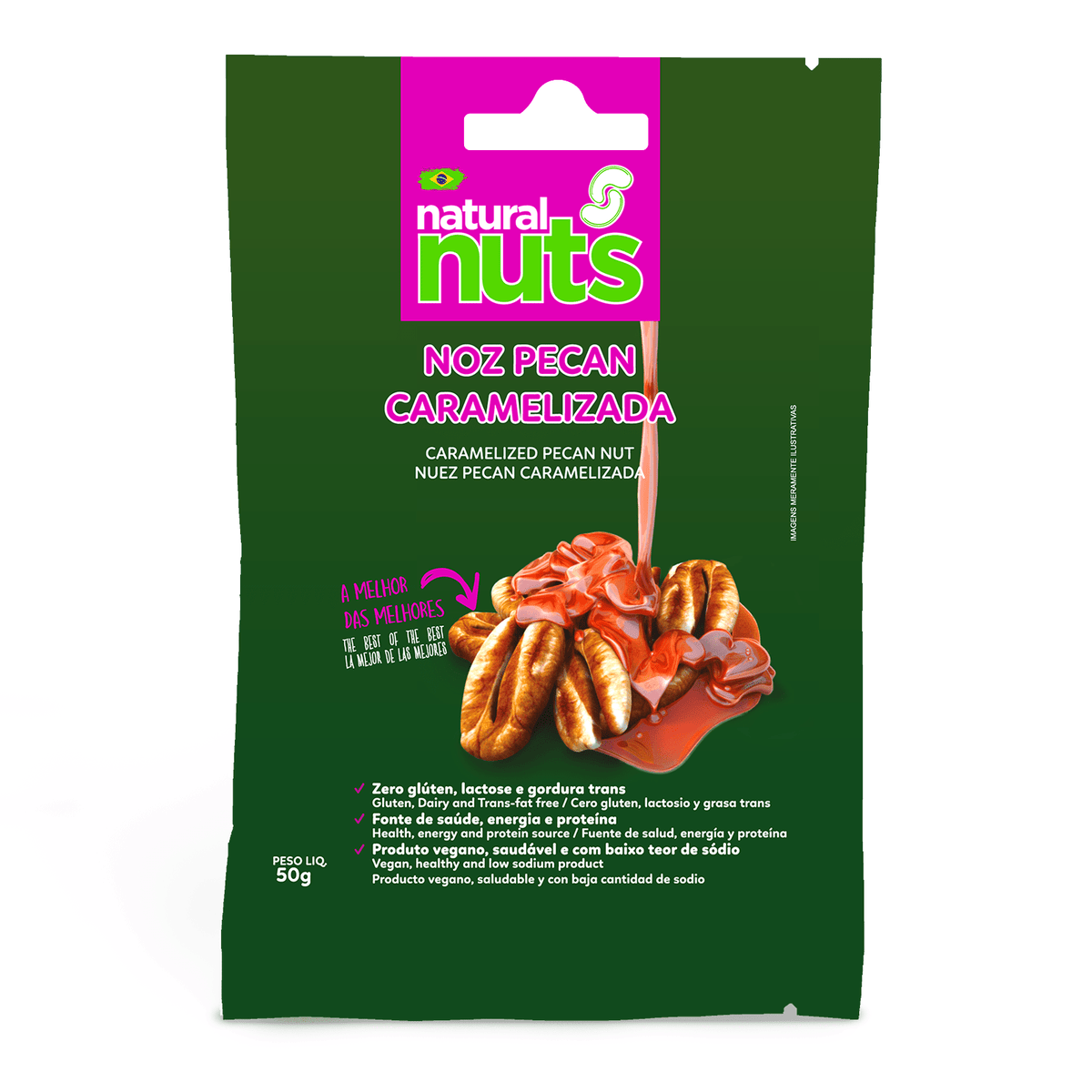 Noz Pecan Caramelizada | Pct 50g - Natural Nuts