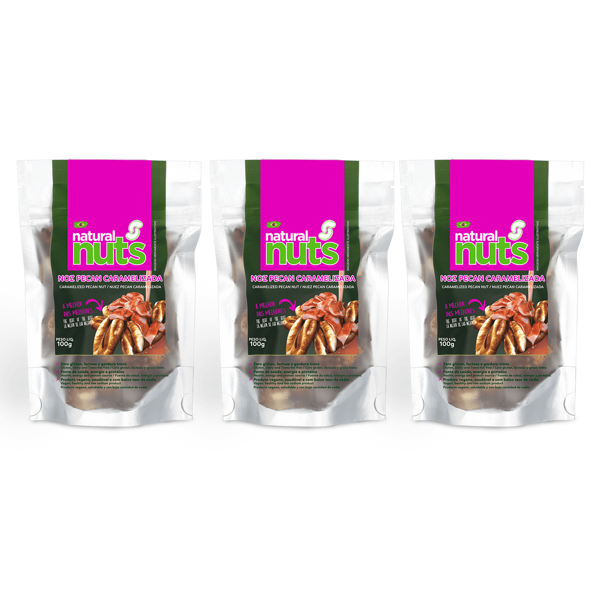 Noz Pecan Caramelizada | Ziplock 100g - Natural Nuts