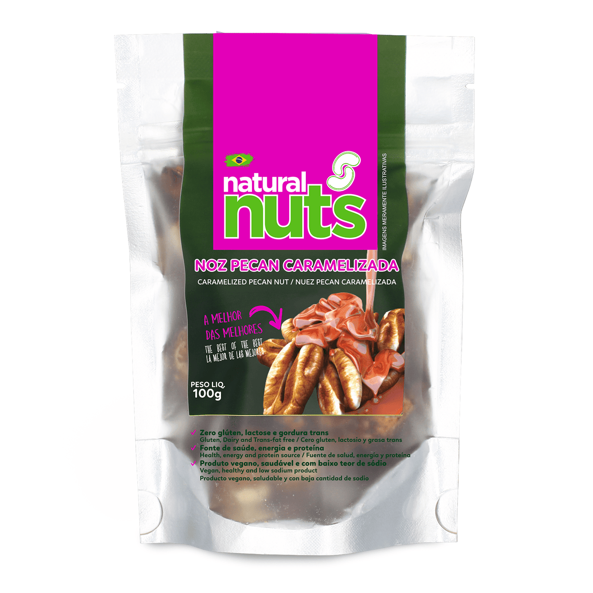 Noz Pecan Caramelizada | Ziplock 100g - Natural Nuts